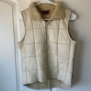 Bonz Genuine Leather Original Sheepskin Leather Vest Jacket Quilted Shearling S